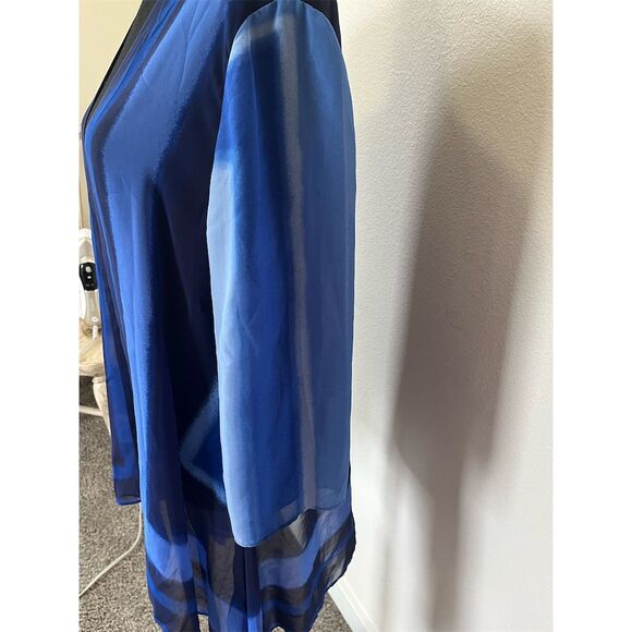 SOLD 
Chico's Women's Sheer Blue Kimono Cardigan Size 2 3/4 Sleeve Casual - Picture 2 of 3